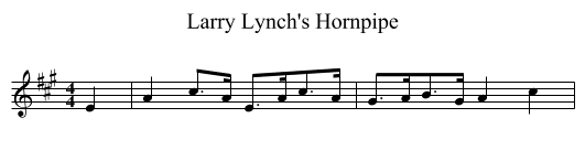 Larry Lynch's Hornpipe - staff notation