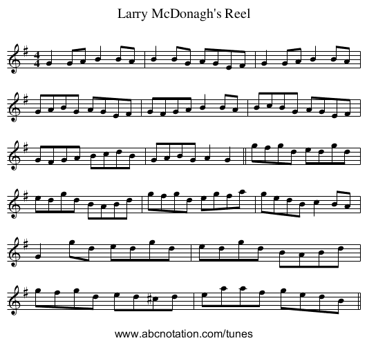 Larry McDonagh's Reel - staff notation