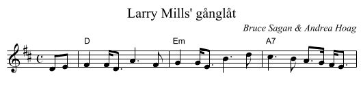 Larry Mills' g&aring;ngl&aring;t - staff notation