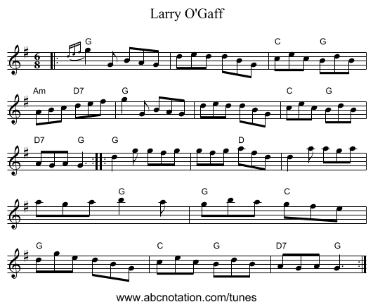 Larry O'Gaff - staff notation