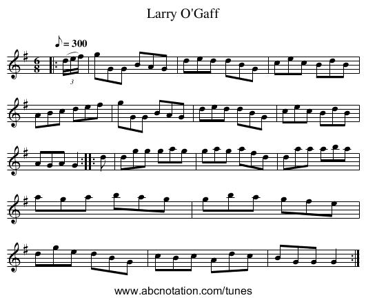 Larry O'Gaff - staff notation
