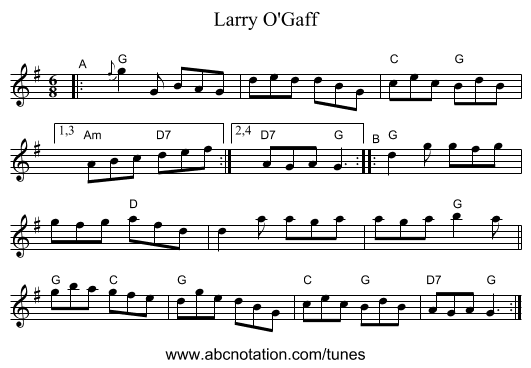 Larry O'Gaff - staff notation