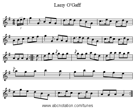 Larry O'Gaff - staff notation