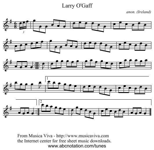 Larry O'Gaff - staff notation