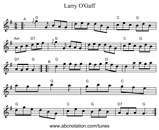 Larry O'Gaff - staff notation