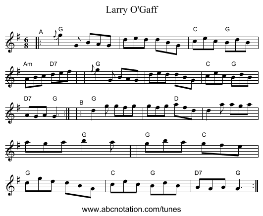 Larry O'Gaff - staff notation