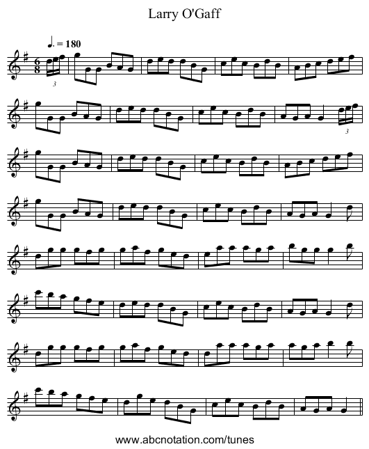 Larry O'Gaff - staff notation