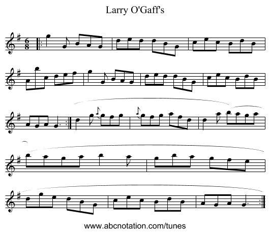 Larry O'Gaff's - staff notation
