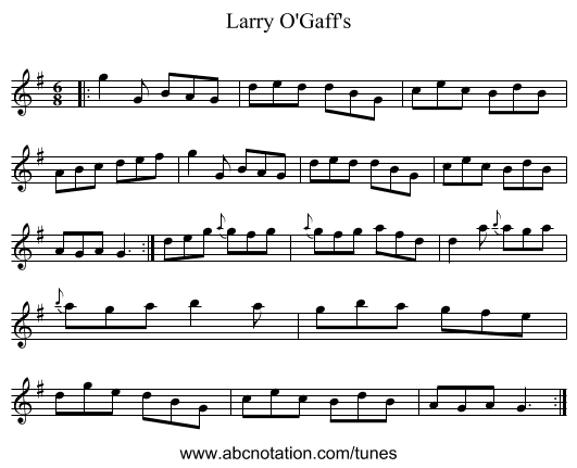 Larry O'Gaff's - staff notation