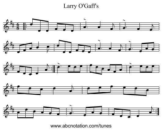 Larry O'Gaff's - staff notation