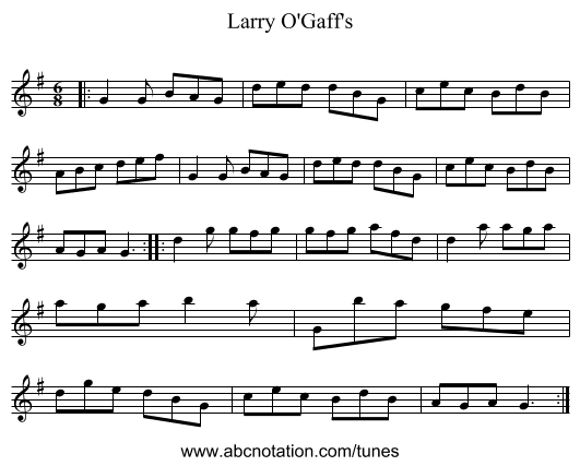 Larry O'Gaff's - staff notation