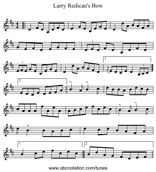 Larry Redican's Bow - staff notation