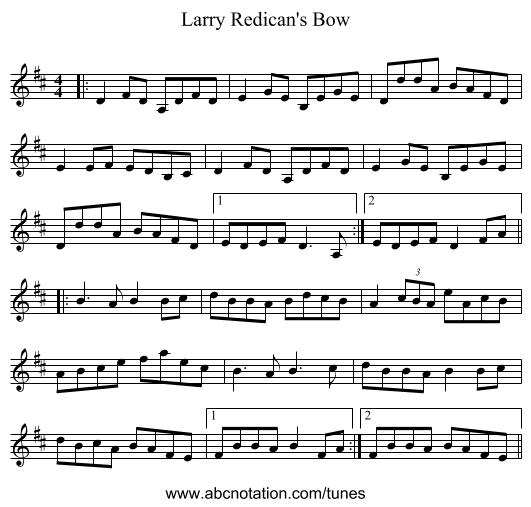 Larry Redican's Bow - staff notation
