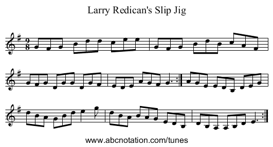 Larry Redican's Slip Jig - staff notation