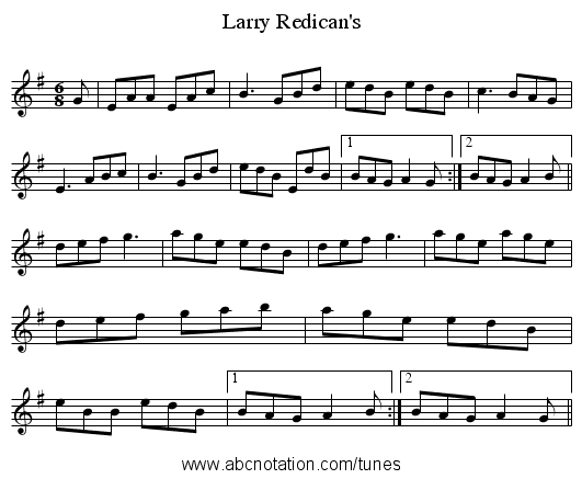 Larry Redican's - staff notation