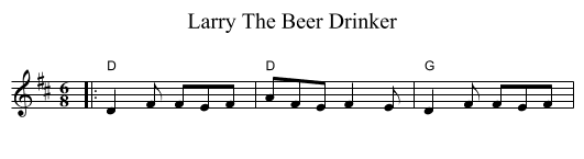 Larry The Beer Drinker - staff notation
