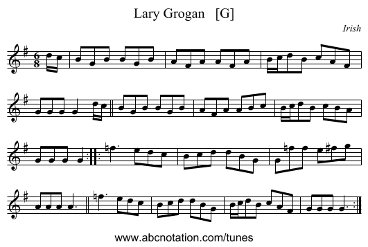Lary Grogan   [G] - staff notation
