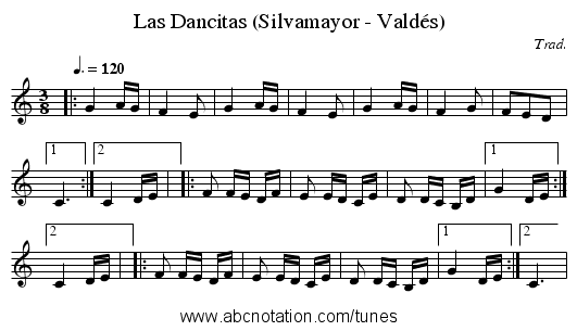 Las Dancitas (Silvamayor - Valdés) - staff notation
