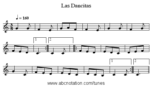 Las Dancitas - staff notation