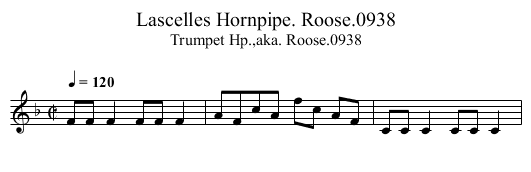 Lascelles Hornpipe. Roose.0938 - staff notation