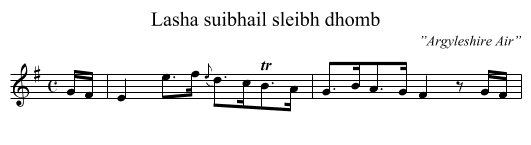 Lasha suibhail sleibh dhomb - staff notation
