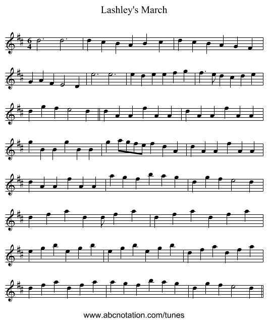 Lashley's March - staff notation