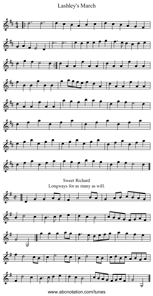 Lashley's March - staff notation