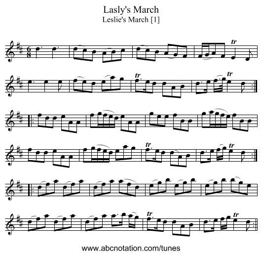 Lasly's March - staff notation