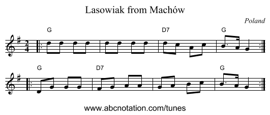 Lasowiak from Machów - staff notation