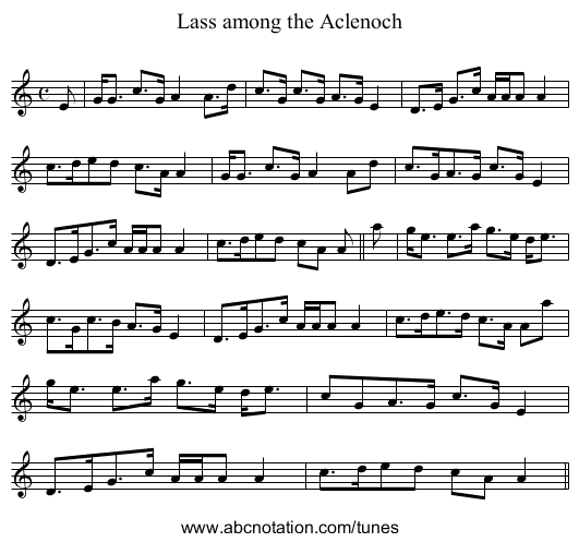 Lass among the Aclenoch - staff notation