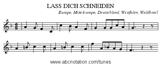 LASS DICH SCHNEIDEN - staff notation