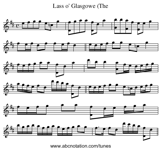 Lass o' Glasgowe (The - staff notation