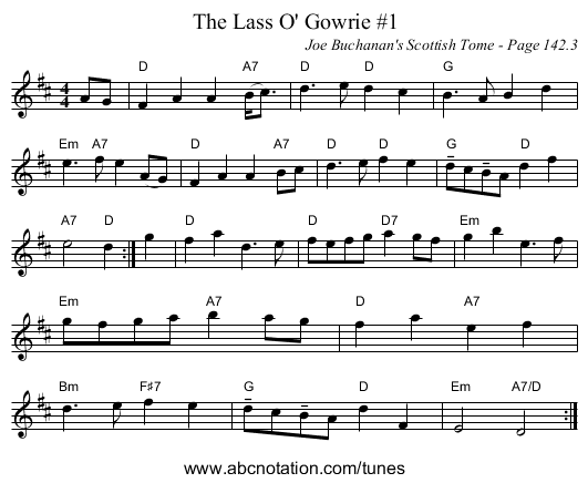 Lass O' Gowrie #1, The - staff notation