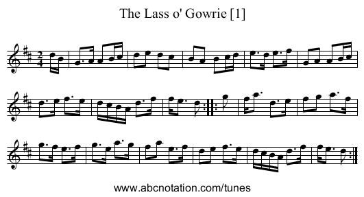 Lass o' Gowrie [1], The - staff notation