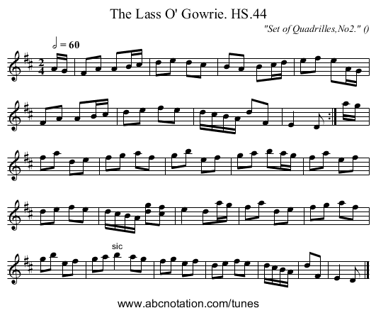 Lass O' Gowrie. HS.44, The - staff notation