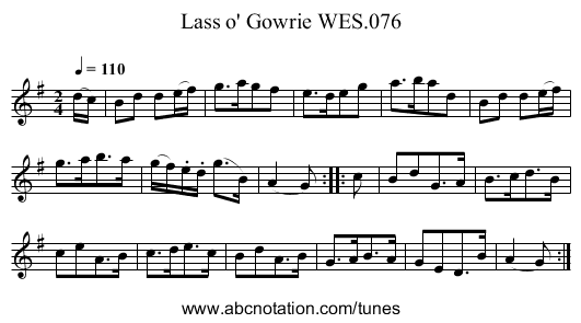 Lass o' Gowrie WES.076 - staff notation