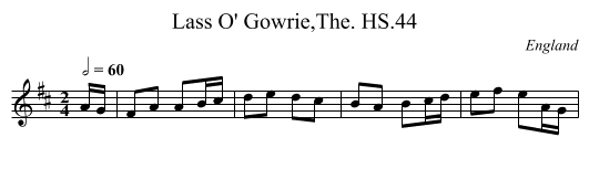 Lass O' Gowrie,The. HS.44 - staff notation