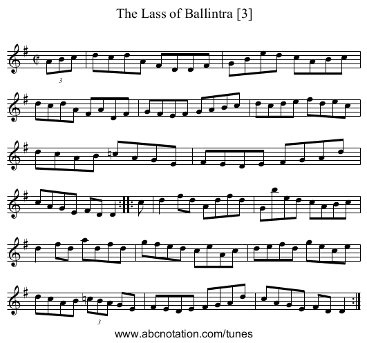 Lass of Ballintra [3], The - staff notation