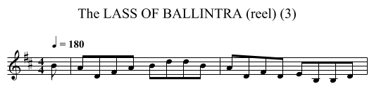 LASS OF BALLINTRA (reel) (3), The - staff notation