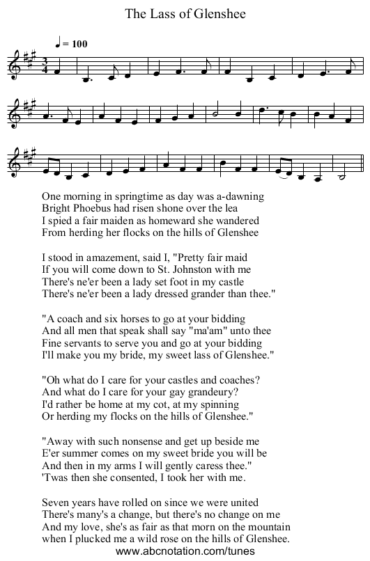 Lass of Glenshee, The - staff notation