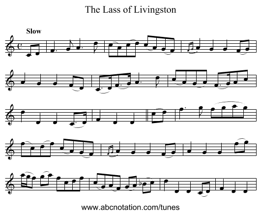 Lass of Livingston, The - staff notation