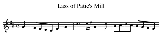 Lass of Patie's Mill - staff notation