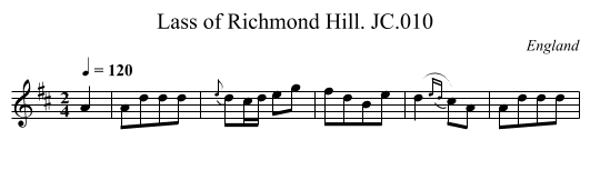 Lass of Richmond Hill. JC.010 - staff notation