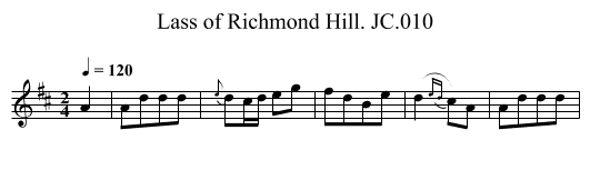 Lass of Richmond Hill. JC.010 - staff notation