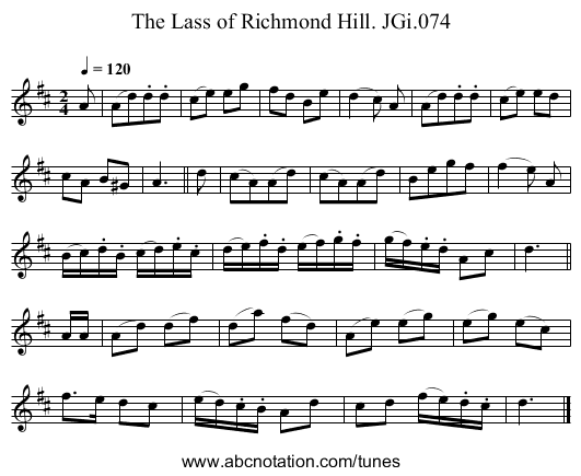 Lass of Richmond Hill. JGi.074, The - staff notation