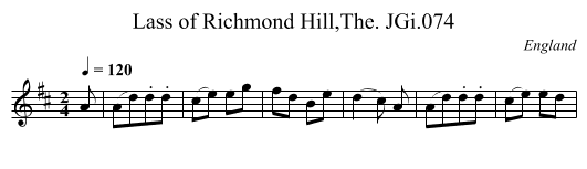 Lass of Richmond Hill,The. JGi.074 - staff notation