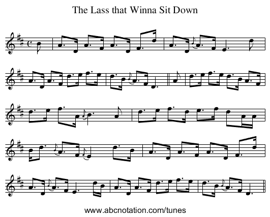 Lass that Winna Sit Down, The - staff notation