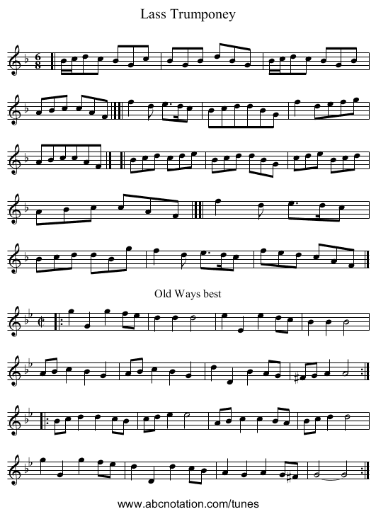 Lass Trumponey - staff notation