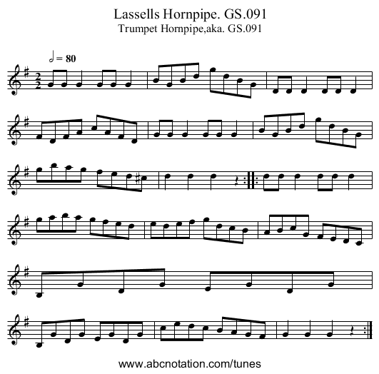 Lassells Hornpipe. GS.091 - staff notation