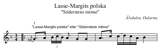 Lasse-Margits polska - staff notation